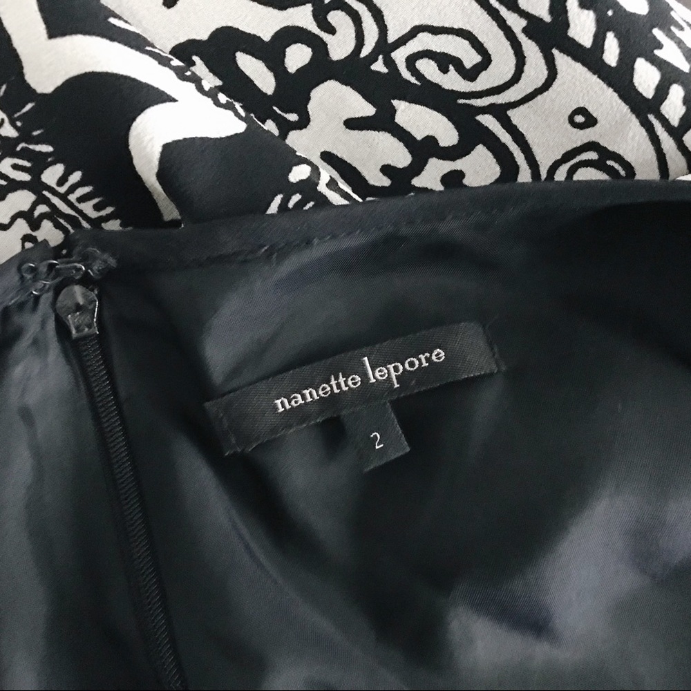 Nanette Lepore Black Cream Silk Dress - 2 - Picture 6 of 8